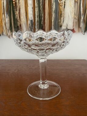 Cut Crystal Compote Dessert Coupe - Clear Glass